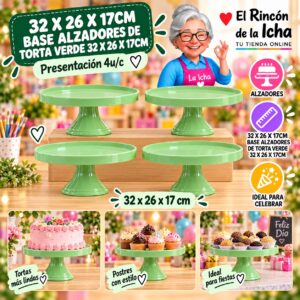 RI-0010792 32 X 26 X 17cm Base Alzadores De Torta Verde 32 X 26 X 17cm Feliz