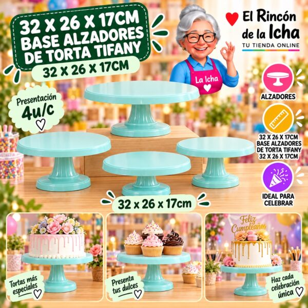 RI-0010793 32 X 26 X 17cm Base Alzadores De Torta Tifany 32 X 26 X 17cm Feliz