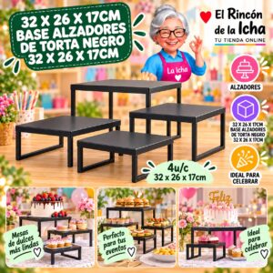 RI-0010795 32 X 26 X 17cm Base Alzadores De Torta Negro 32 X 26 X 17cm Feliz
