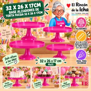 RI-0010796 32 X 26 X 17cm Base Alzadores De Torta Fucsia 32 X 26 X 17cm Feliz