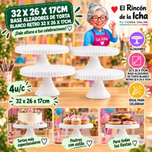 RI-0010799 32 X 26 X 17cm Base Alzadores De Torta Blanco Retro 32 X 26 X 17cm Feliz
