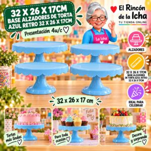 RI-0010800 32 X 26 X 17cm Base Alzadores De Torta Azul Retro 32 X 26 X 17cm Feliz