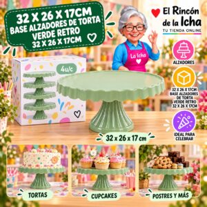 RI-0010802 32 X 26 X 17cm Base Alzadores De Torta Verde Retro 32 X 26 X 17cm Feliz