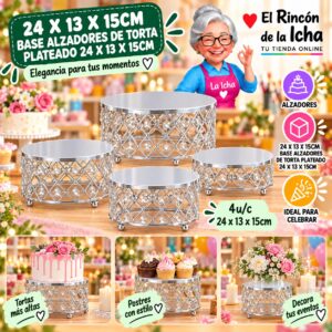 RI-0010805 24 X 13 X 15cm Base Alzadores De Torta Plateado 24 X 13 X 15cm Feliz