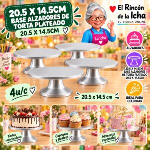RI-0010807 20.5 X 14.5cm Base Alzadores De Torta Plateado 20.5 X 14.5cm Feliz