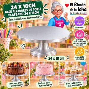 RI-0010809 24 X 18cm Base Alzadores De Torta Plateado 24 X 18cm Feliz