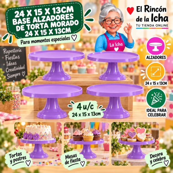 RI-0010810 24 X 15 X 13cm Base Alzadores De Torta Morado 24 X 15 X 13cm Feliz