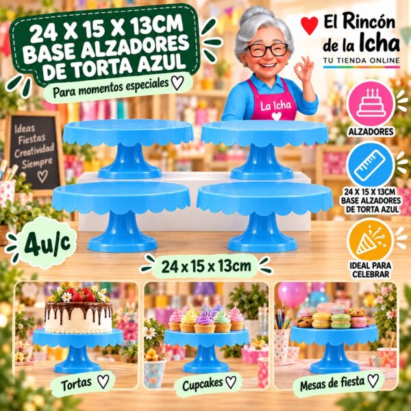 RI-0010811 24 X 15 X 13cm Base Alzadores De Torta Azul 24 X 15 X 13cm Feliz