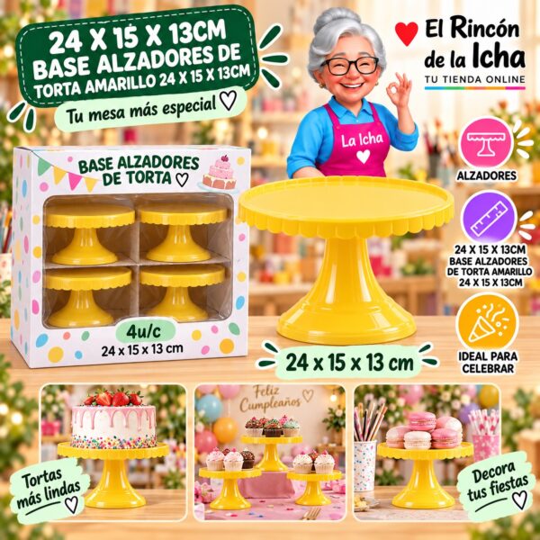 RI-0010812 24 X 15 X 13cm Base Alzadores De Torta Amarillo 24 X 15 X 13cm Feliz