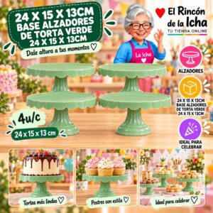 RI-0010813 24 X 15 X 13cm Base Alzadores De Torta Verde 24 X 15 X 13cm Feliz