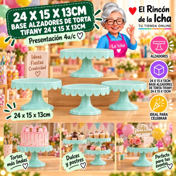 RI-0010814 24 X 15 X 13cm Base Alzadores De Torta Tifany 24 X 15 X 13cm Feliz