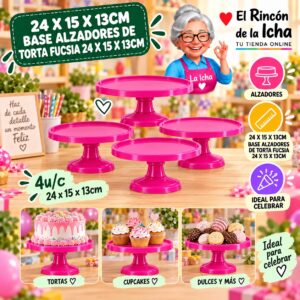 RI-0010817 24 X 15 X 13cm Base Alzadores De Torta Fucsia 24 X 15 X 13cm Feliz
