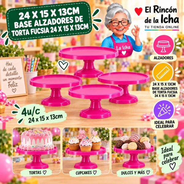 RI-0010817 24 X 15 X 13cm Base Alzadores De Torta Fucsia 24 X 15 X 13cm Feliz