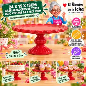 RI-0010818 24 X 15 X 13cm Base Alzadores De Torta Rojo Vintage 24 X 15 X 13cm Feliz