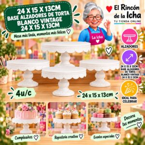 RI-0010820 24 X 15 X 13cm Base Alzadores De Torta Blanco Vintage 24 X 15 X 13cm Feliz