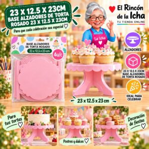 RI-0010824 23 X 12.5 X 23cm Base Alzadores De Torta Rosado 23 X 12.5 X 23cm Feliz