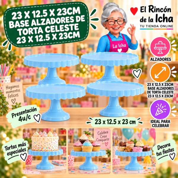 RI-0010825 23 X 12.5 X 23cm Base Alzadores De Torta Celeste 23 X 12.5 X 23cm Feliz