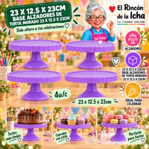RI-0010826 23 X 12.5 X 23cm Base Alzadores De Torta Morado 23 X 12.5 X 23cm Feliz