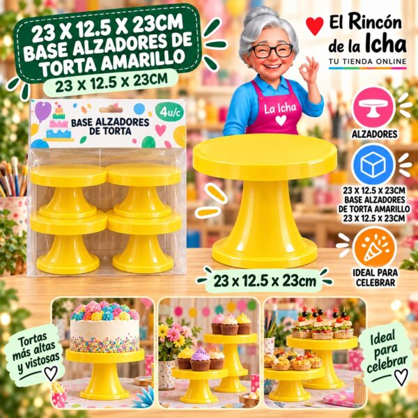 RI-0010828 23 X 12.5 X 23cm Base Alzadores De Torta Amarillo 23 X 12.5 X 23cm Feliz