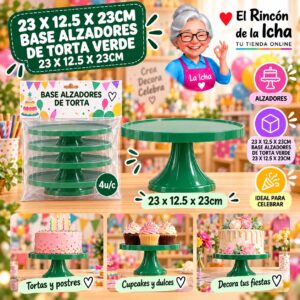 RI-0010829 23 X 12.5 X 23cm Base Alzadores De Torta Verde 23 X 12.5 X 23cm Feliz