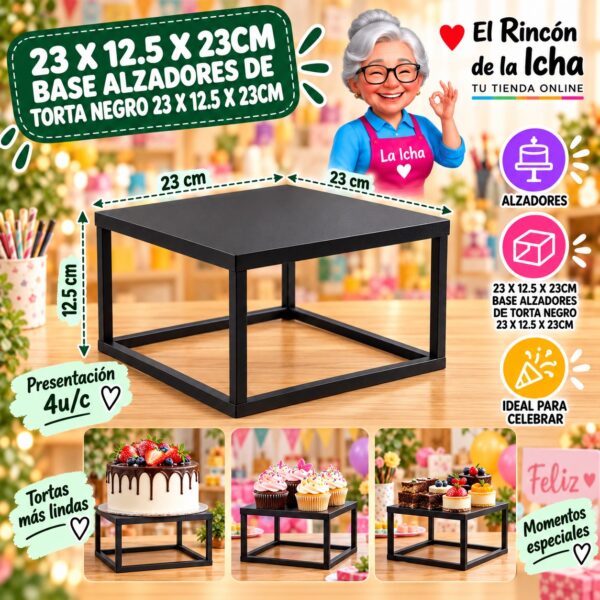 RI-0010832 23 X 12.5 X 23cm Base Alzadores De Torta Negro 23 X 12.5 X 23cm Feliz