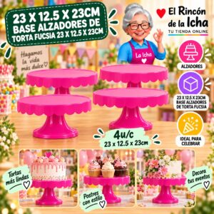 RI-0010833 23 X 12.5 X 23cm Base Alzadores De Torta Fucsia 23 X 12.5 X 23cm Feliz