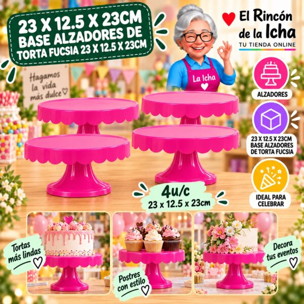 RI-0010833 23 X 12.5 X 23cm Base Alzadores De Torta Fucsia 23 X 12.5 X 23cm Feliz