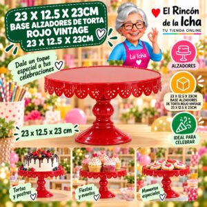 RI-0010834 23 X 12.5 X 23cm Base Alzadores De Torta Rojo Vintage 23 X 12.5 X 23cm Feliz