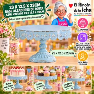 RI-0010837 23 X 12.5 X 23cm Base Alzadores De Torta Azul Vintage 23 X 12.5 X 23cm Feliz