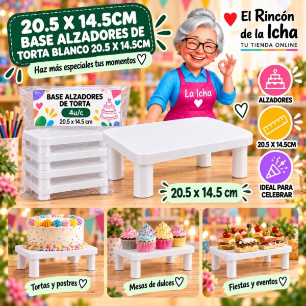 RI-0010840 20.5 X 14.5cm Base Alzadores De Torta Blanco 20.5 X 14.5cm Feliz
