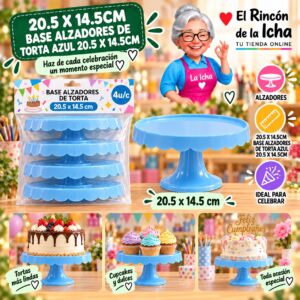 RI-0010844 20.5 X 14.5cm Base Alzadores De Torta Azul 20.5 X 14.5cm Feliz