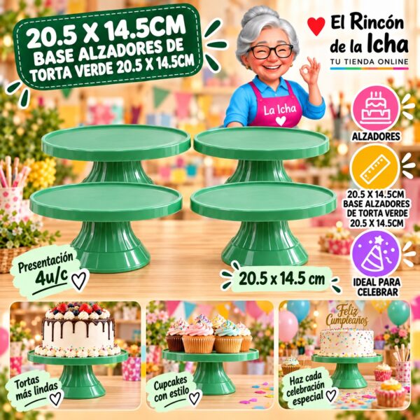 RI-0010846 20.5 X 14.5cm Base Alzadores De Torta Verde 20.5 X 14.5cm Feliz