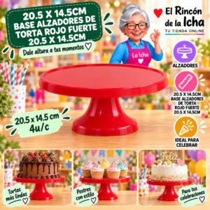RI-0010848 20.5 X 14.5cm Base Alzadores De Torta Rojo Fuerte 20.5 X 14.5cm Feliz