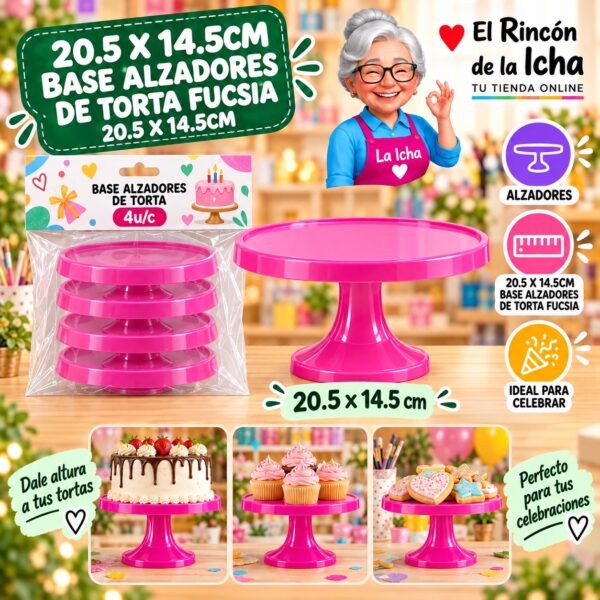 RI-0010850 20.5 X 14.5cm Base Alzadores De Torta Fucsia 20.5 X 14.5cm Feliz