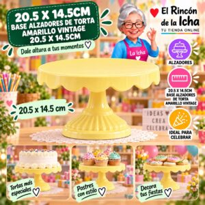 RI-0010852 20.5 X 14.5cm Base Alzadores De Torta Amarillo Vintage 20.5 X 14.5cm Feliz