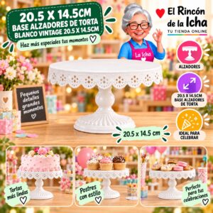 RI-0010853 20.5 X 14.5cm Base Alzadores De Torta Blanco Vintage 20.5 X 14.5cm Feliz