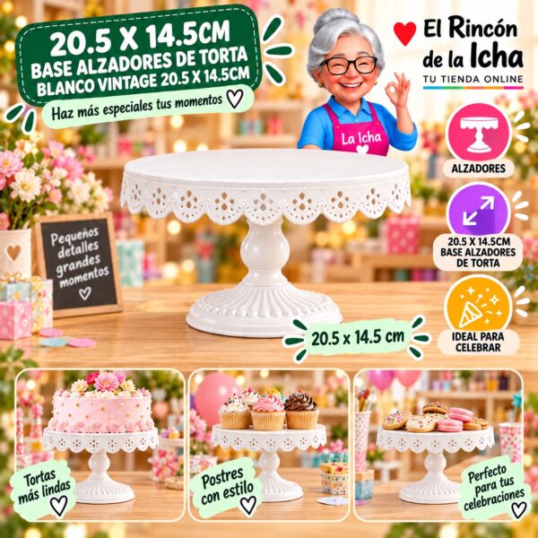 RI-0010853 20.5 X 14.5cm Base Alzadores De Torta Blanco Vintage 20.5 X 14.5cm Feliz
