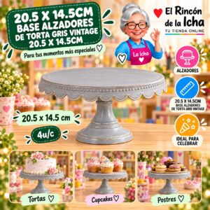 RI-0010855 20.5 X 14.5cm Base Alzadores De Torta Gris Vintage 20.5 X 14.5cm Feliz