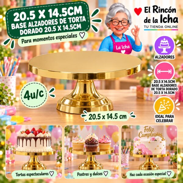 RI-0010857 20.5 X 14.5cm Base Alzadores De Torta Dorado 20.5 X 14.5cm Feliz