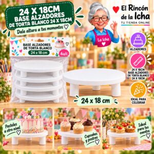 RI-0010858 24 X 18cm Base Alzadores De Torta Blanco 24 X 18cm Feliz