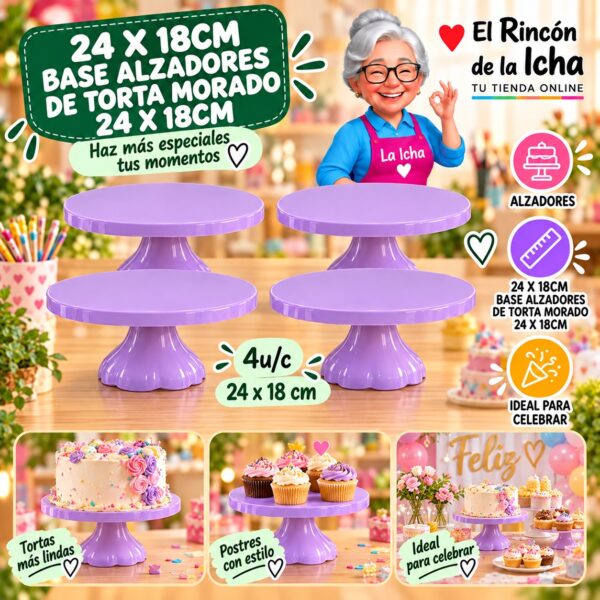 RI-0010861 24 X 18cm Base Alzadores De Torta Morado 24 X 18cm Feliz
