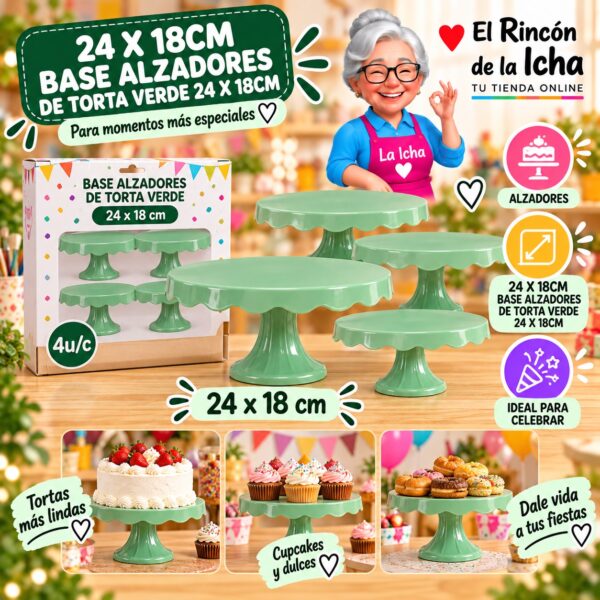 RI-0010864 24 X 18cm Base Alzadores De Torta Verde 24 X 18cm Feliz