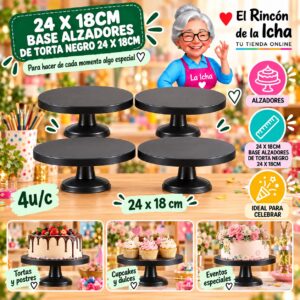 RI-0010867 24 X 18cm Base Alzadores De Torta Negro 24 X 18cm Feliz