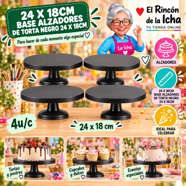 RI-0010867 24 X 18cm Base Alzadores De Torta Negro 24 X 18cm Feliz