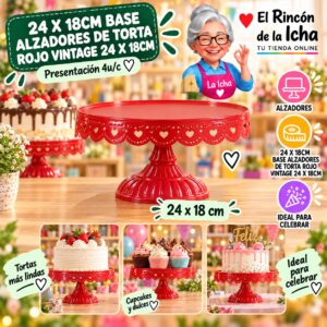 RI-0010869 24 X 18cm Base Alzadores De Torta Rojo Vintage 24 X 18cm Feliz
