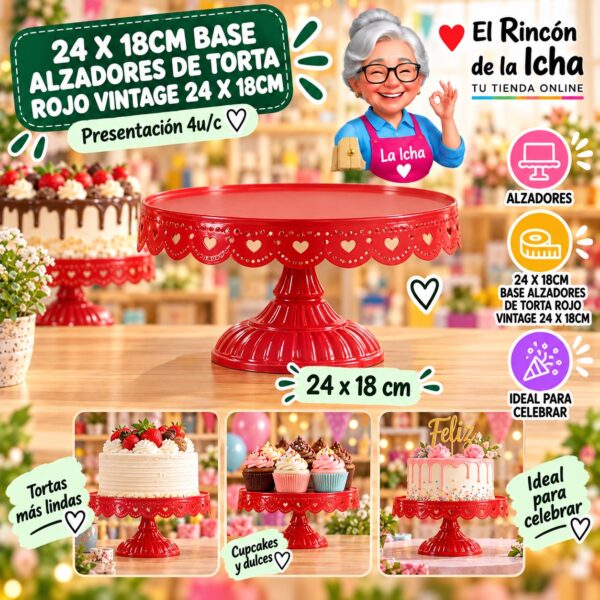 RI-0010869 24 X 18cm Base Alzadores De Torta Rojo Vintage 24 X 18cm Feliz