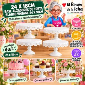 RI-0010871 24 X 18cm Base Alzadores De Torta Blanco Vintage 24 X 18cm Feliz