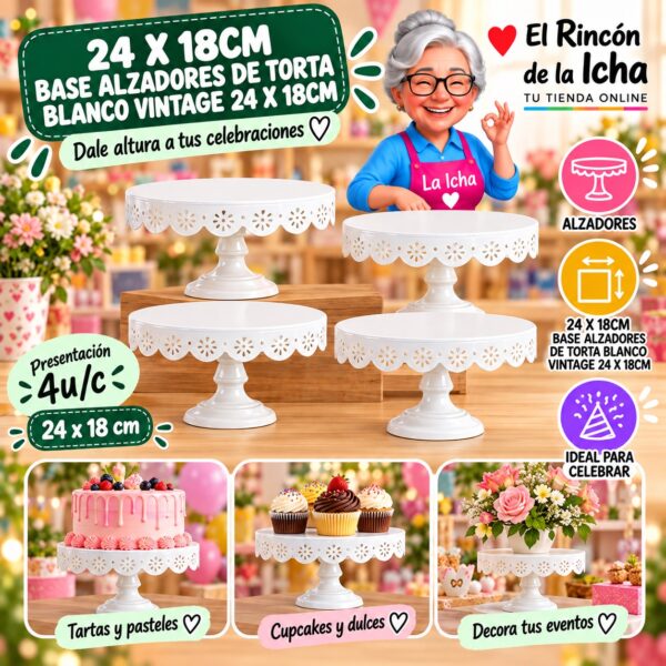 RI-0010871 24 X 18cm Base Alzadores De Torta Blanco Vintage 24 X 18cm Feliz