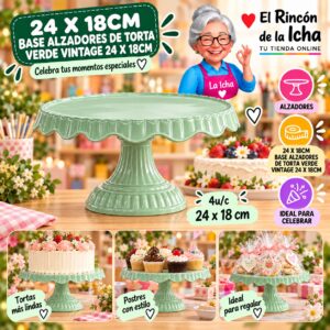 RI-0010874 24 X 18cm Base Alzadores De Torta Verde Vintage 24 X 18cm Feliz