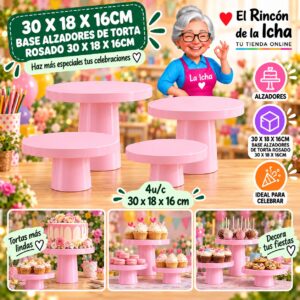 RI-0010876 30 X 18 X 16cm Base Alzadores De Torta Rosado 30 X 18 X 16cm Feliz